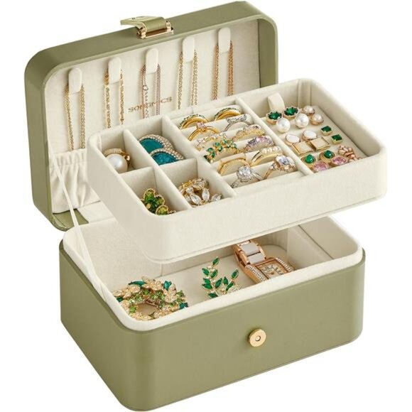 Travel Jewelry Box Organizer Portable Storage Case for Rings Earrings Necklaces - Picture 1 of 7
